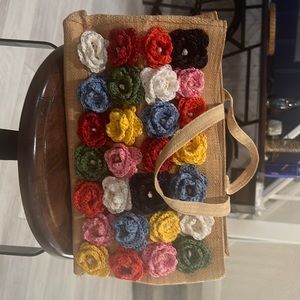 Saks fifth Ave made in Italy crochet flower hand purse